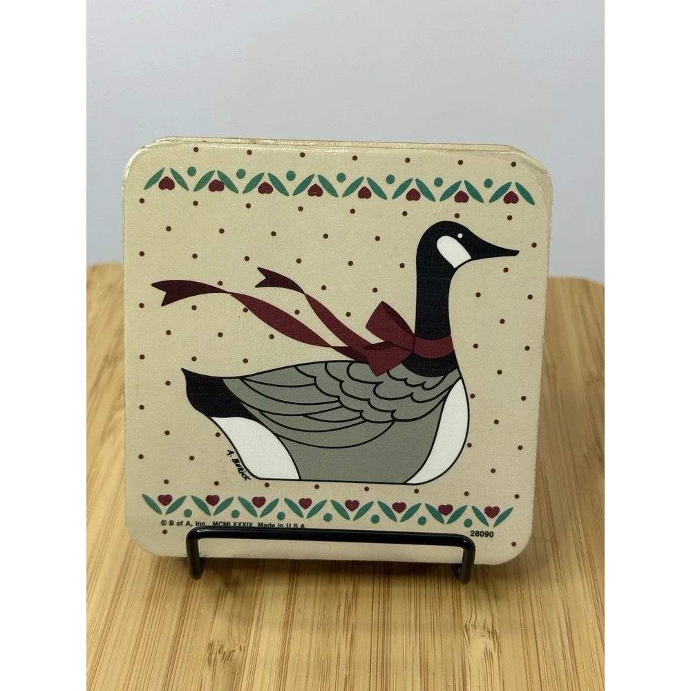 CHRISTMAS GOOSE COASTERS GOOSEBERRY LANE B‎ OF A 1989 A BURICK Cottagecore 1989